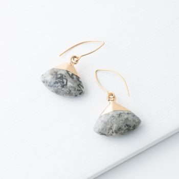 Fan Drop Earrings in Charcoal