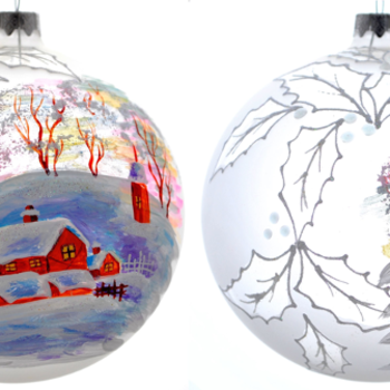 4.7" Glass Christmas Ornaments - Winter on the Farm