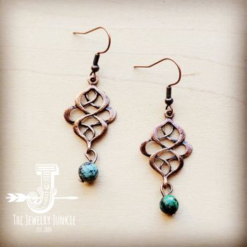 *African Turquoise Scroll Drop Earrings 211L