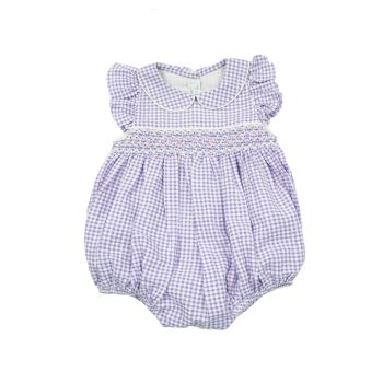 Anna Smocked Bubble Romper, Lilac