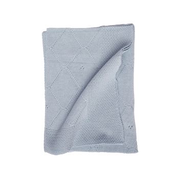 Classic Knit Receiving Blanket, Blue