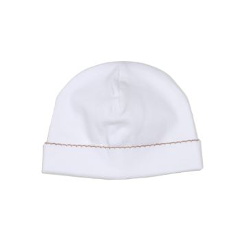Classic Hat, White with Brown Trim