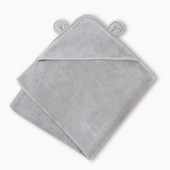Organic Cotton Hooded Towel for Babies and Toddlers - Grey