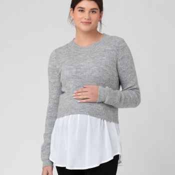 Mandy Detachable Nursing Knit Grey Marle