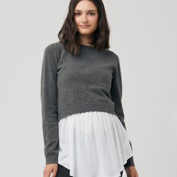 Sandy Detachable Nursing Knit  Charcoal Marle