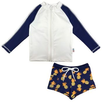 Kids Euro Shorties + Long Sleeve Rash Guard Set | "Pineapple Dreams"