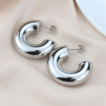 Extra Large Chunky Hoop Earrings for Women Gold Plated Stainless Steel Tube Thick Hoops Lightweight Jewelry Gifts 25/30/40mm