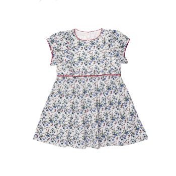 Blue Floral Pleated Dress, Infant Girls