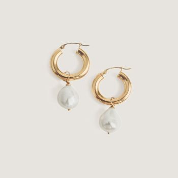 Baroque Pearl Hoop Earrings