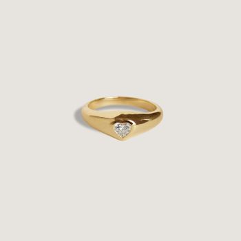 Diamond Heart Signet Ring