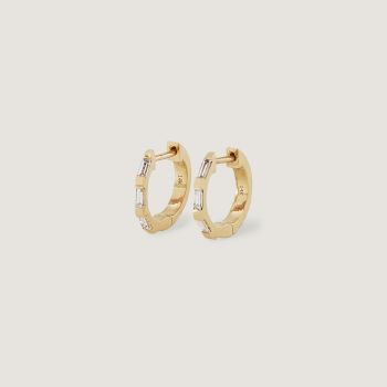 Ellie Baguette Diamond Huggie Earrings