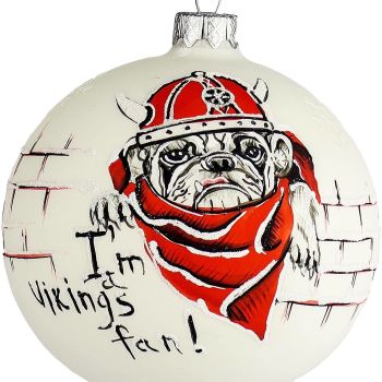 4" Glass Christmas Ornaments - Viking Bulldog