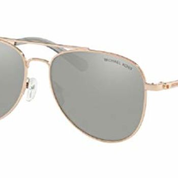 MK1045 SAN DIEGO Aviator 11086G 56M Rose Gold/Silver Mirror Sunglasses For Women+ BUNDLE With Designer iWear Eyewear Kit