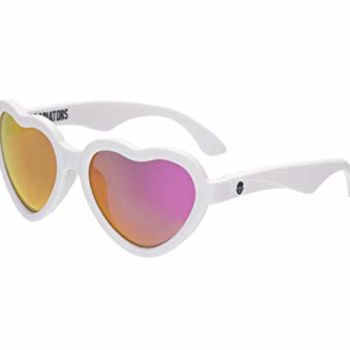 Blue Series Heart-Shaped Polarized Sunglasses (0-2 Years) White Hearts With Pink Mirrored Lenses One Size