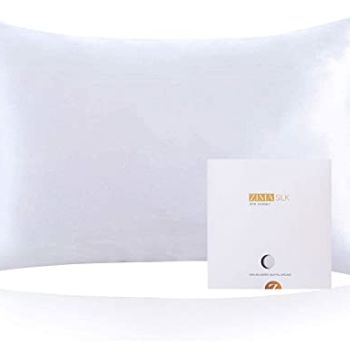 100% Mulberry Silk Pillowcase for Hair and Skin Health,Soft and Smooth,Both Sides Premium Grade 6A Silk,600 Thread Count,with Hidden Zipper,1pc (Queen 20''x30'',White)