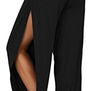 High Slit Harem Pants Women Hippie Harem Pants Trousers Black L