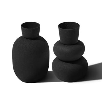 Black Metal Vase Set of 2