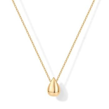 14K Yellow Gold Plated Dainty Pear Pendant Necklace for Women