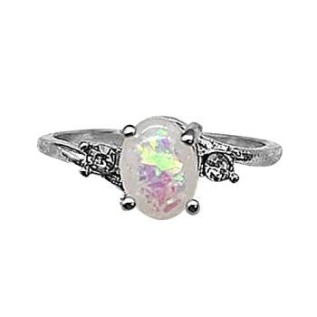 deals of the day clearance New Exquisite Luxury Silver Ring Oval Cut Fire-Opal Diamond Ring Jewelry Anniversary Valentine Bridal Party Ring Gift for Women Girls lightning deals silver