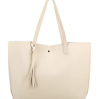 Women Tote Bags Top Handle Satchel Handbags PU Pebbled Leather Tassel Shoulder Purse