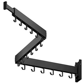 Aluminum Clothes Drying Rack,Laundry Drying Rack,Wall Mounted Clothes Hanger,Laundry Rack Folding,Retractable,Collapsible Clothes Hanging Rack(Hooks,Black)