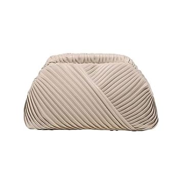 Women's Ruched Clutch Handbags PU Leather Evening Bag Mini Purse Apricot one-size