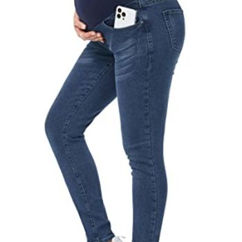 Women's Maternity Jeans Over The Belly Slim Stretchy High Waist Denim Skinny Pants