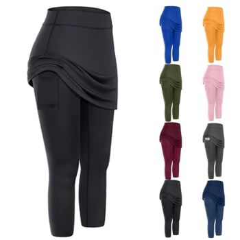 Tennis Leggings With Skirt Capris Yoga Skorts Pants High Waist Modest Workout Golf Athletic Slim Fit Sport Skirts