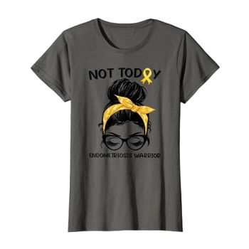 Endometriosis Warrior Messy Bun Yellow Ribbon Endo Awareness T-Shirt