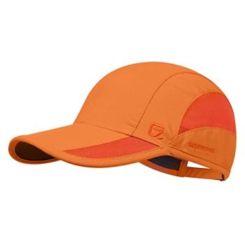 Quick Drying Running Hat Summer Cooling Baseball Cap Dri Fit Sports Sun Caps Breathable Mesh Lightweigh Dad Hats Soft for Golf Tennis Hiking Workout Travel Camping Orange L