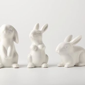 Ceramic White Rabbits Easter Bunny Decorations Porcelain Bunny Rabbit for Easter Decoration Ceramic Bunny Figurine Statues for Home Decor Bunny Decor Rabbit Decor Spring Decoration Gifts