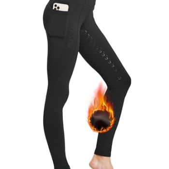 FitsT4 Women's Winter Full Seat Riding Tights Fleece Lined Horse Riding Pants Silicon Grip Horseback Equestrian Breeches