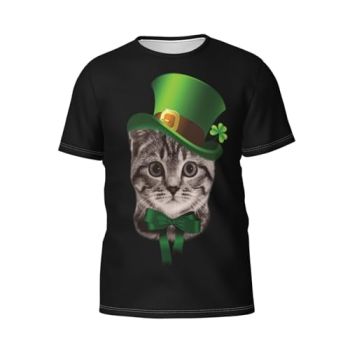 St. Patrick's Day Shirt for Women Men Funny Shamrock T-Shirt St. Patrick's Day Cat Shirts Gift
