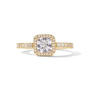 14K Gold Plated Square Halo Ring for Women
