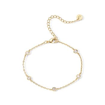 14K Gold Plated Station Bracelet