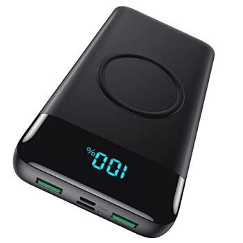 Wireless Portable Charger 30,800mAh 15W Wireless Charging 25W PD QC4.0 Fast Charging Smart LED Display USB-C Power Bank