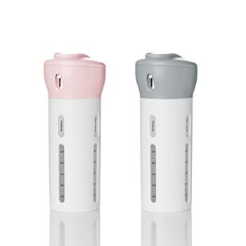 2 Pack 4 in 1 Travel Dispenser Bottle Leak Proof Container for Toiletries,Lotions,Shampoo,Conditioner,Sunscreen Cream.TSA Approved.Airplane Carry-on.(Pink+Gray)