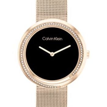 Women's Quartz Ionic Plated Carnation Gold Steel Case and Mesh Bracelet Watch