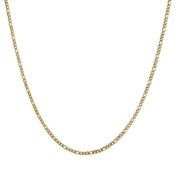 Men Women 24k Real Gold Plated Figaro Chain Stainless Steel Necklace