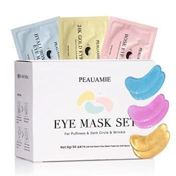 Under Eye Patches (30 Pairs) Gold Eye Mask and Hyaluronic Acid Eye Patches for puffy eyes,Rose Eye Masks for Dark Circles and Puffiness under eye treatment skin care products…