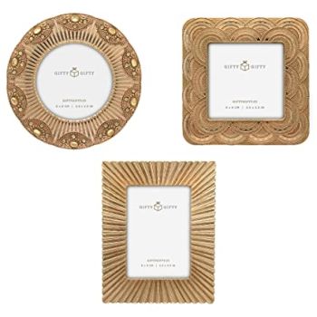 Classic Gold 1920s Mini Frame Set/Set of 3/2.5x2.5 & 2.5x3.5 In