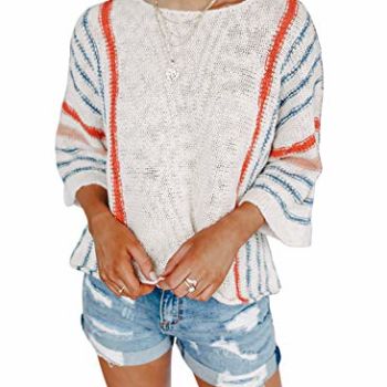 Women's Color Block Cable Knit Pullover Sweater