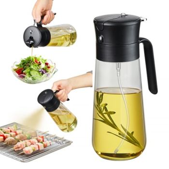Glass Olive Oil Dispenser Bottle & Oil Sprayer Bottle 2 In 1 for Kitchen Cooking