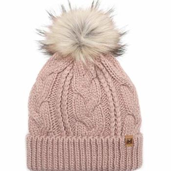 Women’s Soft Faux Fur Pom Pom Slouchy Beanie Hat