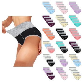Panties For Women Plus Size High Waist Solid Color Tummy Control Soft Stretch Underwear Full Coverage Ladies Panty