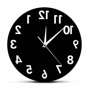 Reverse Wall Clock 12 inch Unusual Numbers Backwards Modern Decorative Clock Watch Excellent Timepiece for Your Wall