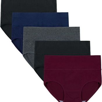 Womens Underwear Cotton Briefs Postpartum High Waisted Panties 5 Pack(X-Large