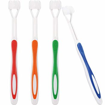 4 Pieces Three Sided Toothbrush Autism Sensory Toothbrush Bristle Travel Toothbrush for Kids Complete Teeth Gum Care Pretty Good Angle Clean Each Tooth