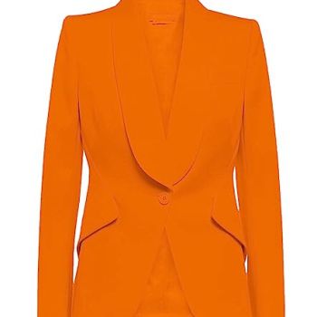 Womens Casual Blazers Suit Slim Fit Open Front Jacket Long Sleeves Work Office Formal Lapel Blazer Party Jackets Orange