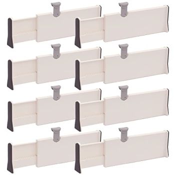 Set of 8 Adjustable Drawer Dividers Organizer Separators Plastic Dresser Organizer for Bedroom